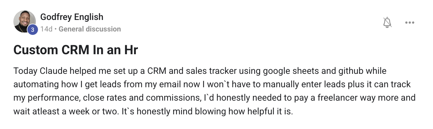 Community win from member